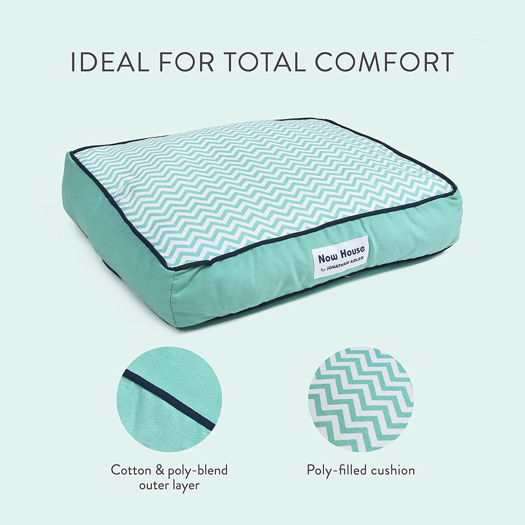 Now House for Pets by  Teal Chevron Dog Bed, Small (Cotton, Removable Cover, 22X17X5 Inches, 25Lbs)