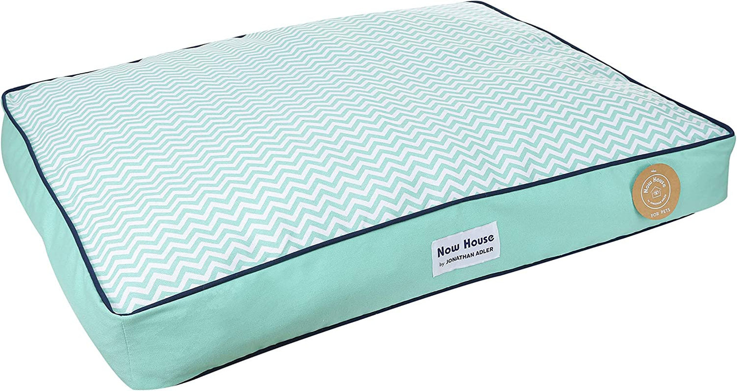 Now House for Pets by  Teal Chevron Dog Bed, Small (Cotton, Removable Cover, 22X17X5 Inches, 25Lbs)