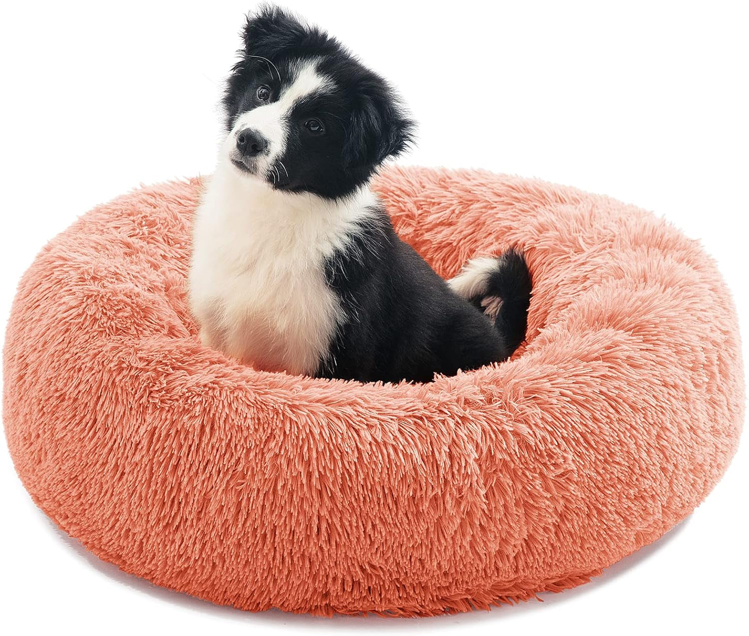 Anti-Anxiety Donut Cat & Dog Bed - Round, Cozy, Plush, Machine Washable, 20X20Inch Grey