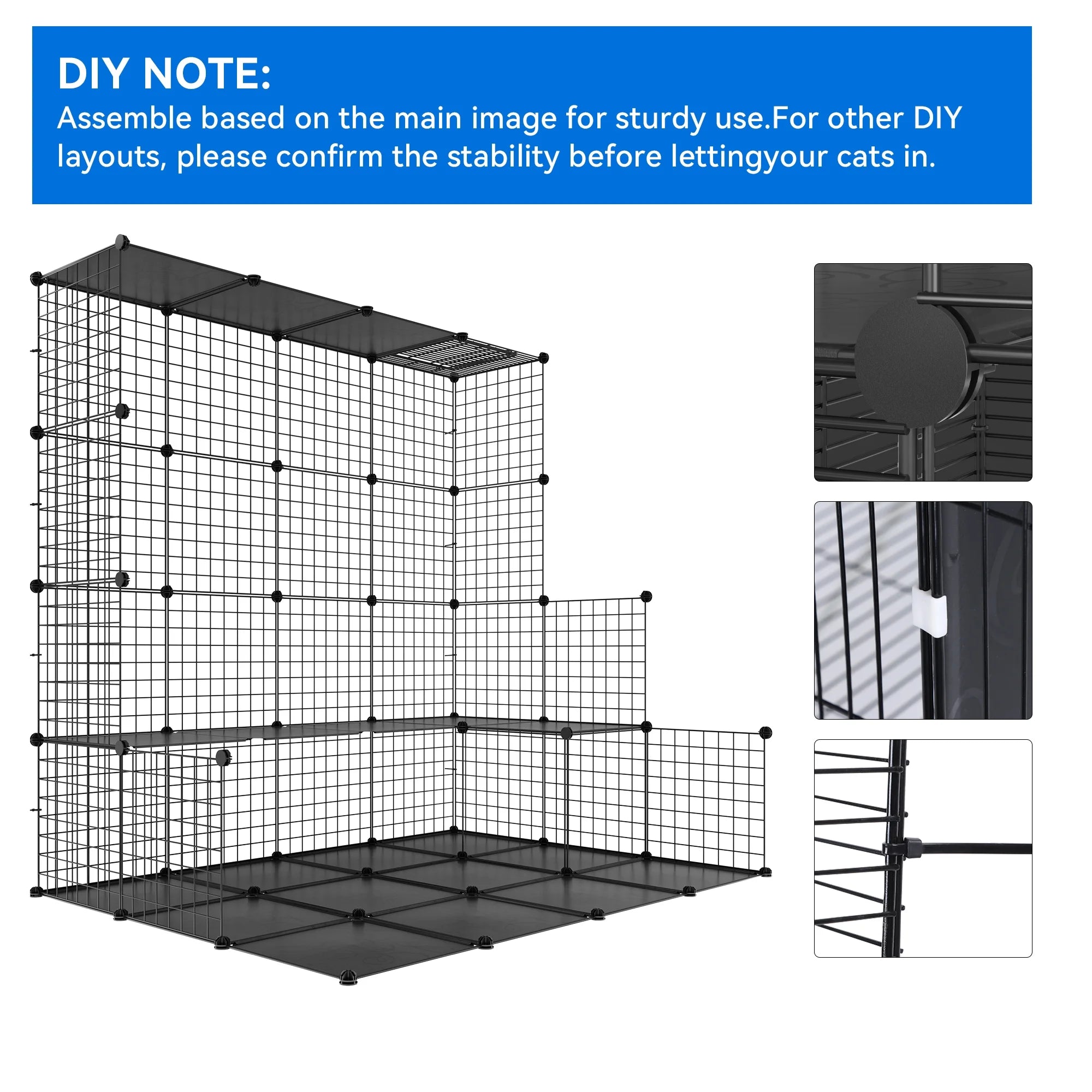 2-Tier Cat Cage,Indoor Pet Cage,Diy Pet Playpen Metal Kennel for 1-2 Cats, Ferrets, Chinchillas, Rabbits, Small Animals, Kittens,Travel and Camping