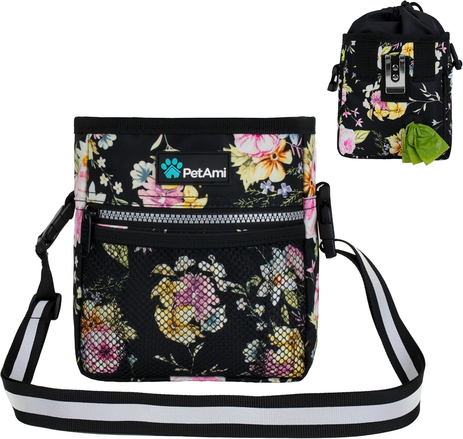 Dog Treat Pouch, Pet Treat Pouch for Training, Dog Walking Bag Holder for Kibbles, Pet Food Toy, Dog Trainer Essentials Supplies, Poop Bag Dispenser, 3 Ways to Wear (Heather Gray)