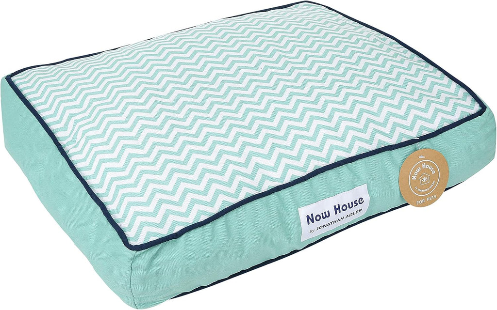Now House for Pets by  Teal Chevron Dog Bed, Small (Cotton, Removable Cover, 22X17X5 Inches, 25Lbs)
