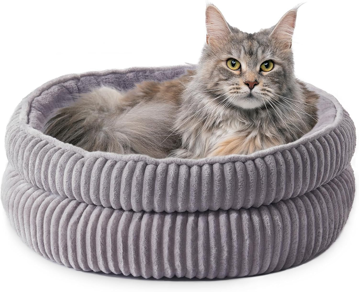 Cat Beds for Indoor Cats,Kitten Bed,Dog Bed for Extra Small Dogs Breeds,Puppy Kennel Bed, Comfy Durable Pet Sleeping Bed, Washable Roun Cat Beds & Non-Slip Bottom, Beige 18" L X 18" W X 7" Th