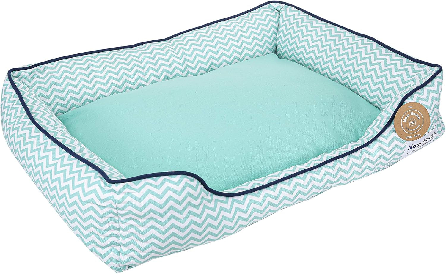 Now House for Pets by  Teal Chevron Dog Bed, Small (Cotton, Removable Cover, 22X17X5 Inches, 25Lbs)