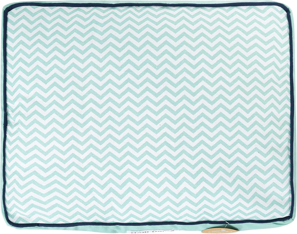 Now House for Pets by  Teal Chevron Dog Bed, Small (Cotton, Removable Cover, 22X17X5 Inches, 25Lbs)