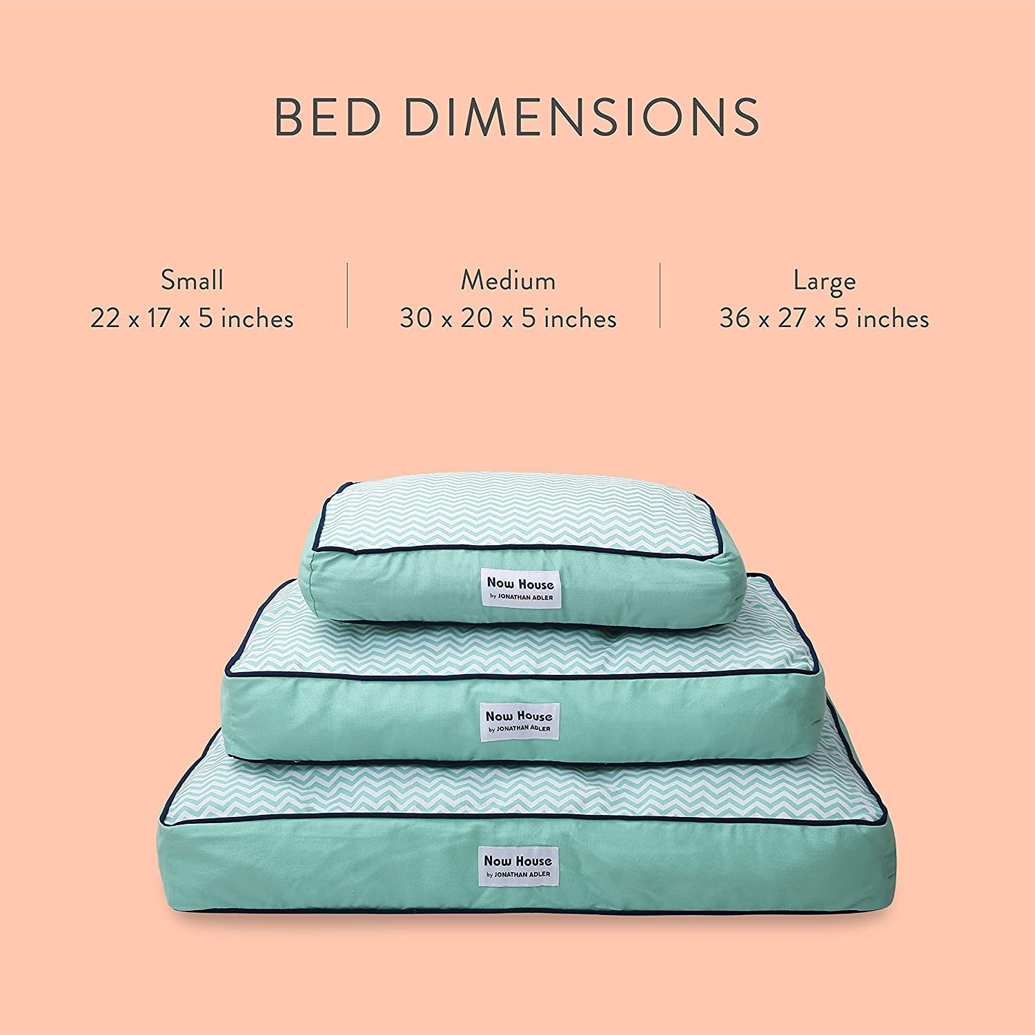 Now House for Pets by  Teal Chevron Dog Bed, Small (Cotton, Removable Cover, 22X17X5 Inches, 25Lbs)
