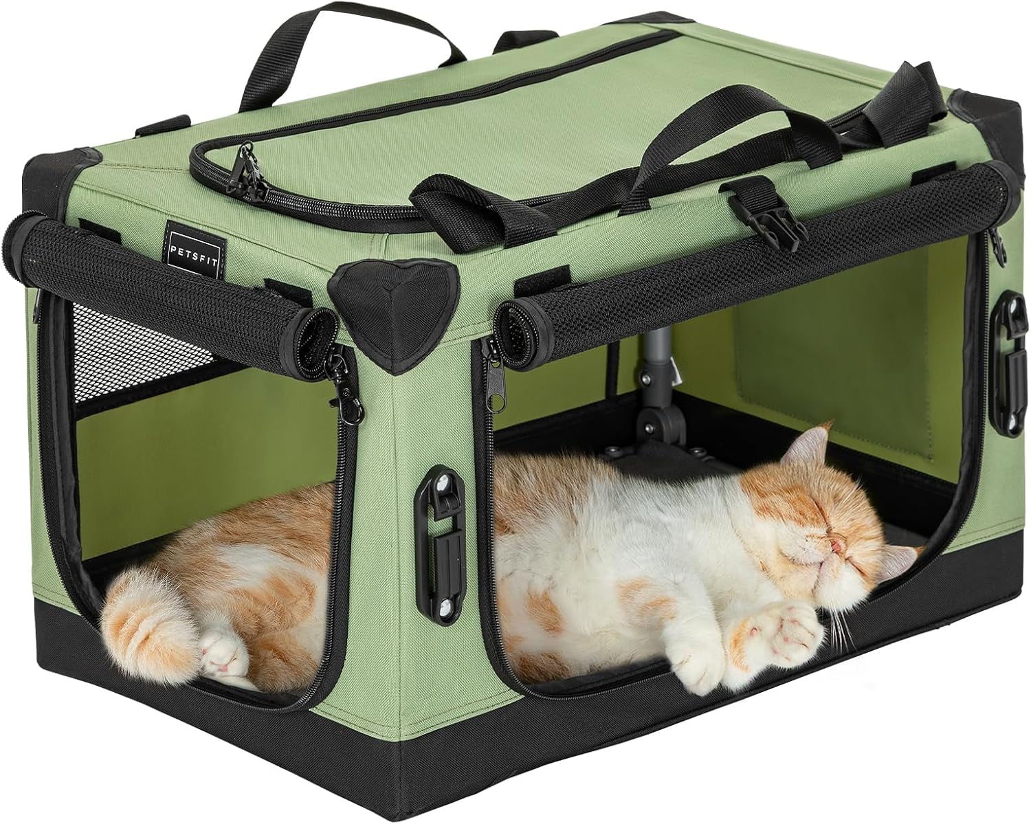 Portable Dog Crate, Soft Dog Crate - 24 Inch Easy Set-Up, Light, Sturdy, Comfy inside with Thicken Mat, Collapsible Crate for Home and Travel Black