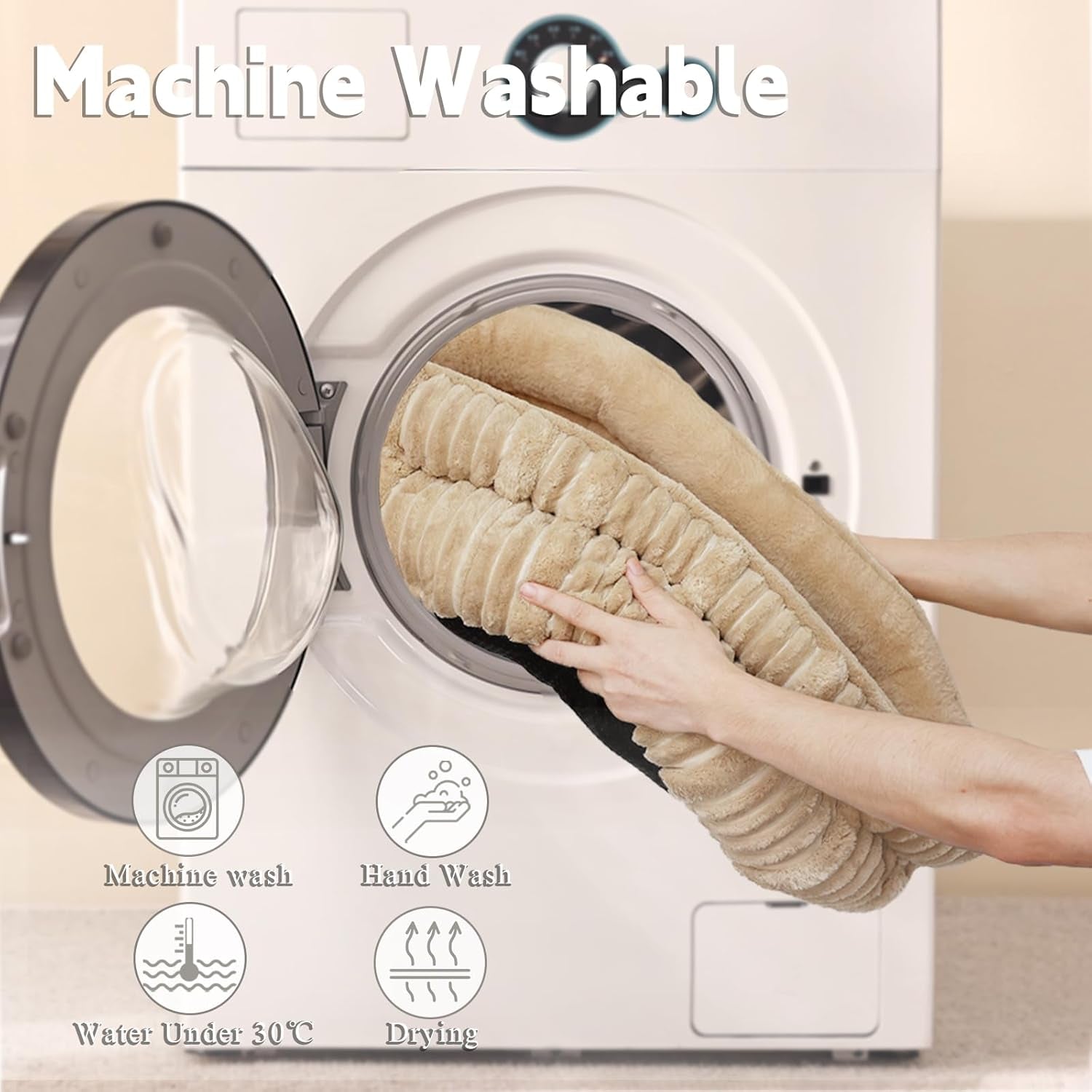 Cat Beds for Indoor Cats,Kitten Bed,Dog Bed for Extra Small Dogs Breeds,Puppy Kennel Bed, Comfy Durable Pet Sleeping Bed, Washable Roun Cat Beds & Non-Slip Bottom, Beige 18" L X 18" W X 7" Th