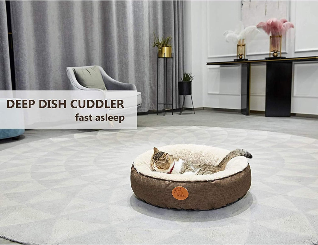 Washable Donut Cat Bed - Round, Machine Washable, Medium & Small Sizes