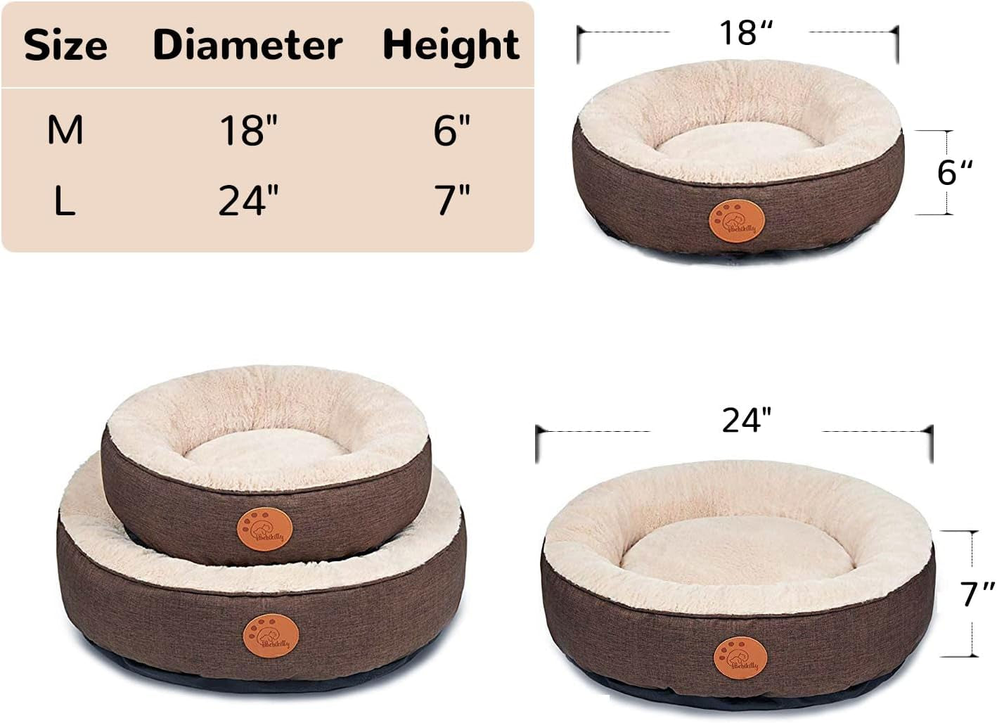 Washable Donut Cat Bed - Round, Machine Washable, Medium & Small Sizes