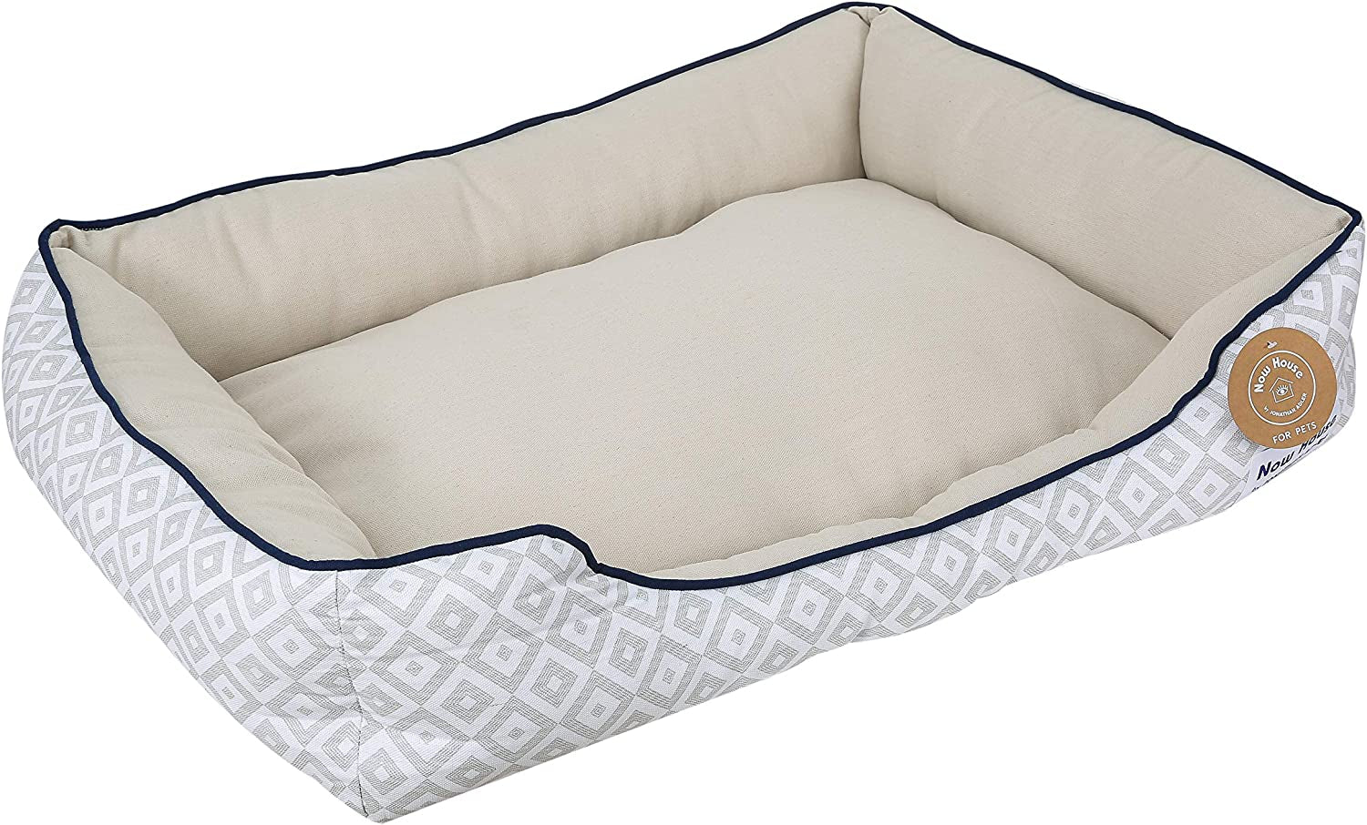 Now House for Pets by  Teal Chevron Dog Bed, Small (Cotton, Removable Cover, 22X17X5 Inches, 25Lbs)