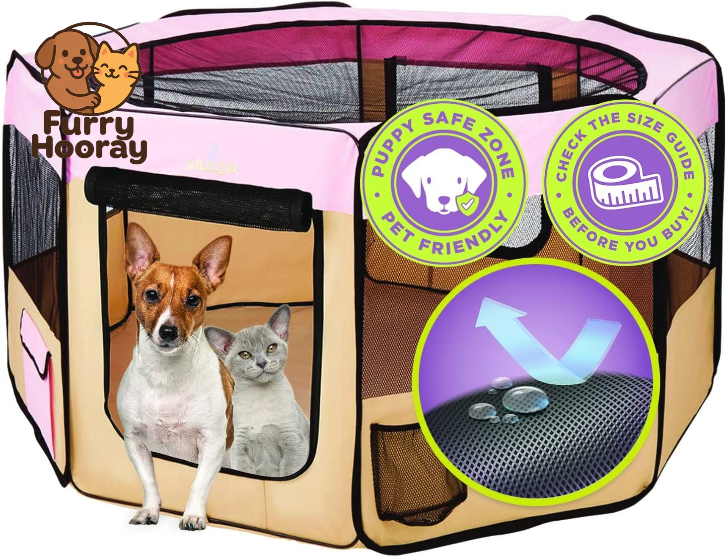 Dog Playpen Medium 45"X45"X24" Pop up Portable Playpen for Dogs and Cat, Foldable | Indoor/Outdoor Pen & Travel Pet Carrier + Carrying Case.