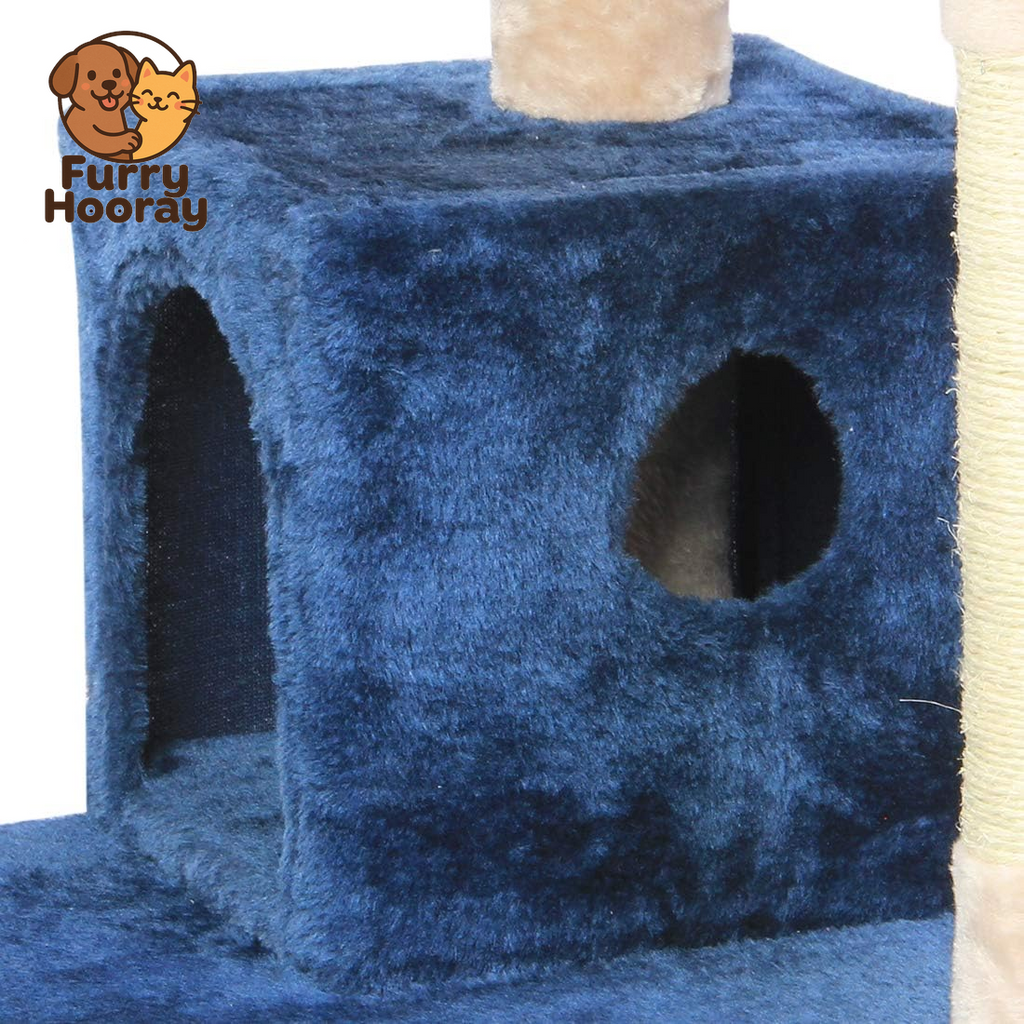 Cat Tree Flannelette Cat Climber Pet Condo Furniture Multi-Level Activity Tree with Sisal Scratching Posts Suitable for Cats and Kittens 51 Inches High Blue