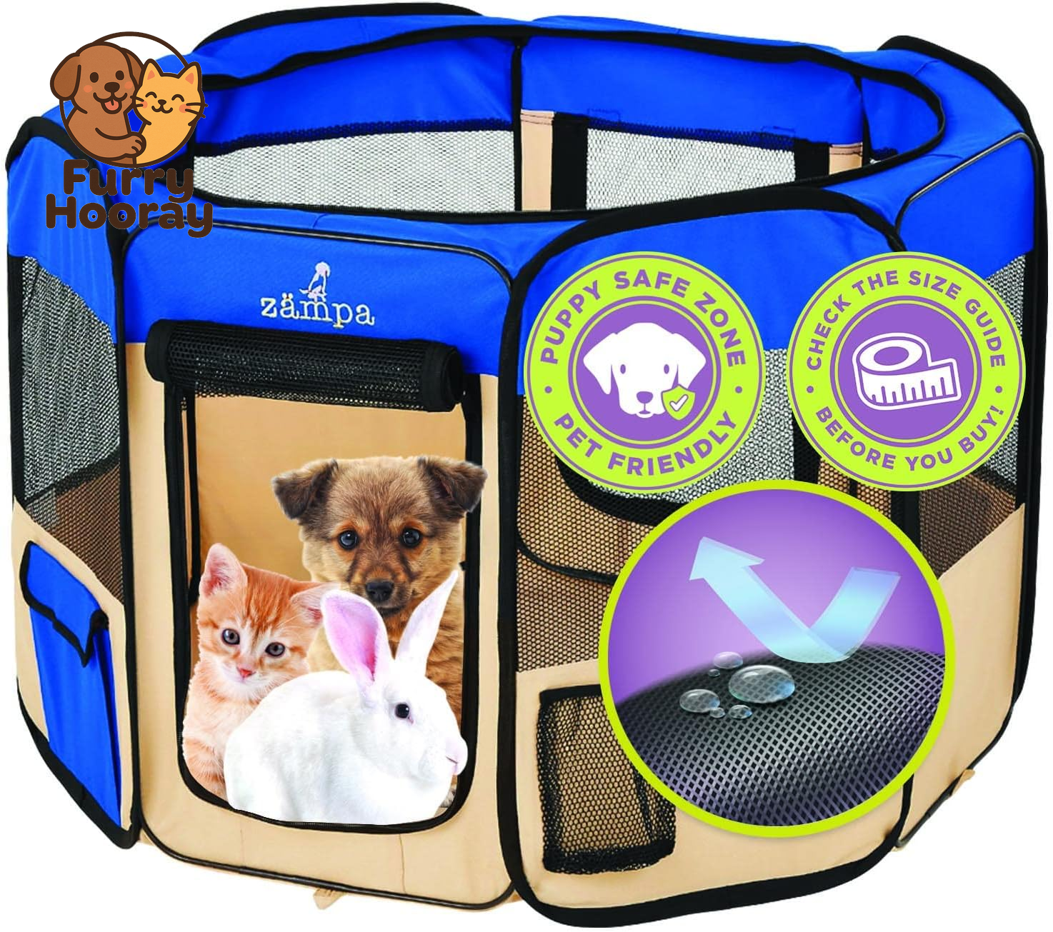 Dog Playpen Medium 45"X45"X24" Pop up Portable Playpen for Dogs and Cat, Foldable | Indoor/Outdoor Pen & Travel Pet Carrier + Carrying Case.