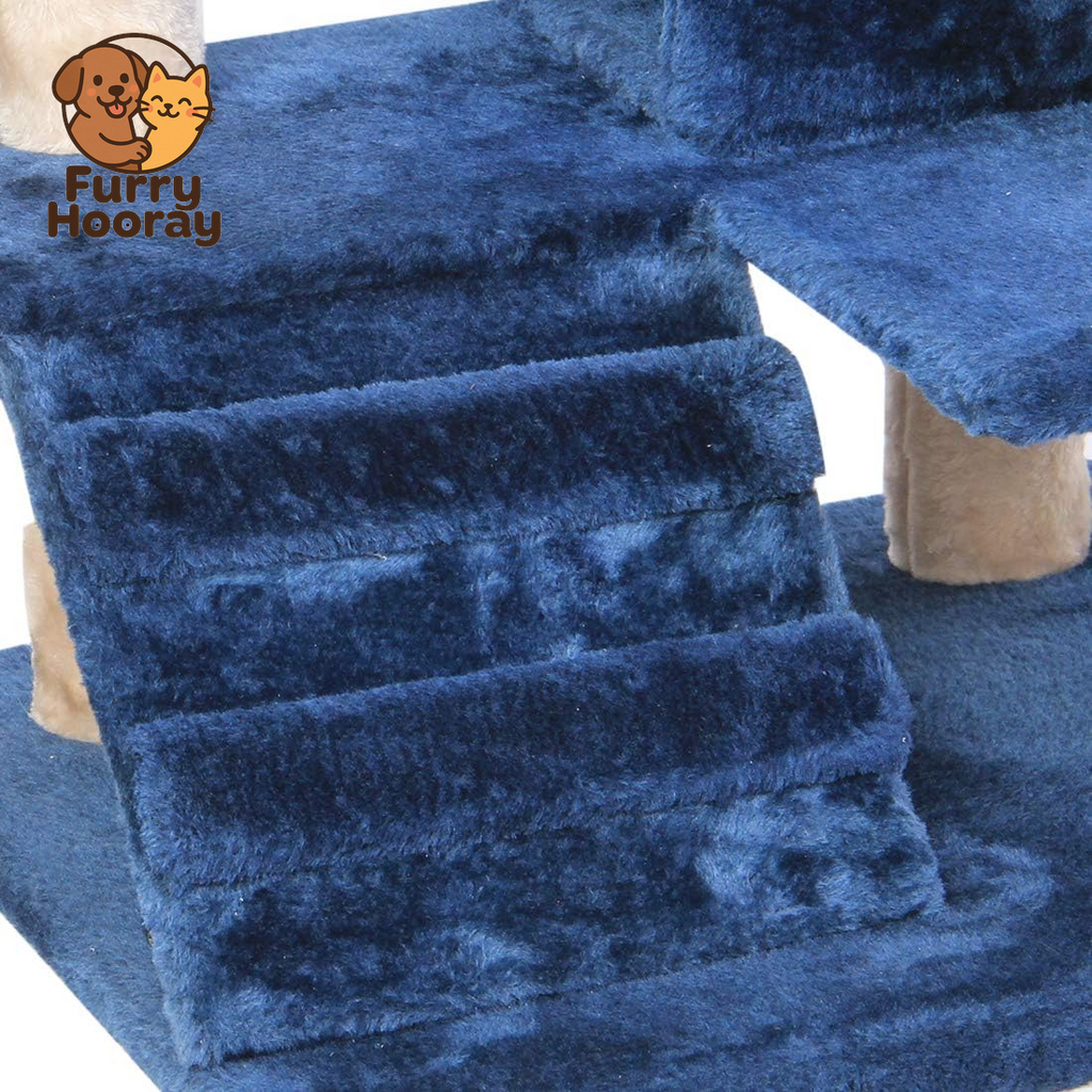 Cat Tree Flannelette Cat Climber Pet Condo Furniture Multi-Level Activity Tree with Sisal Scratching Posts Suitable for Cats and Kittens 51 Inches High Blue