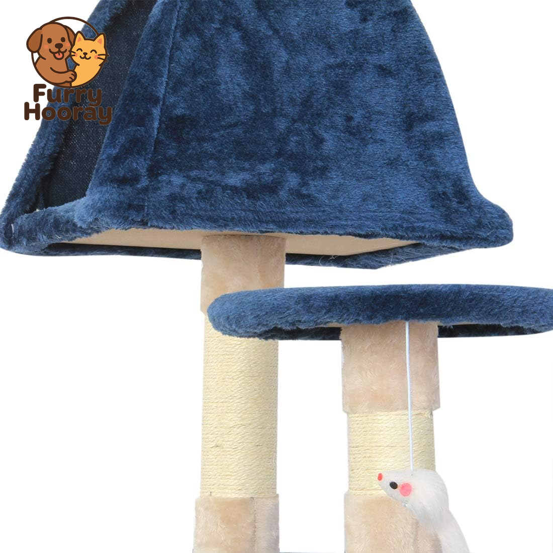Cat Tree Flannelette Cat Climber Pet Condo Furniture Multi-Level Activity Tree with Sisal Scratching Posts Suitable for Cats and Kittens 51 Inches High Blue