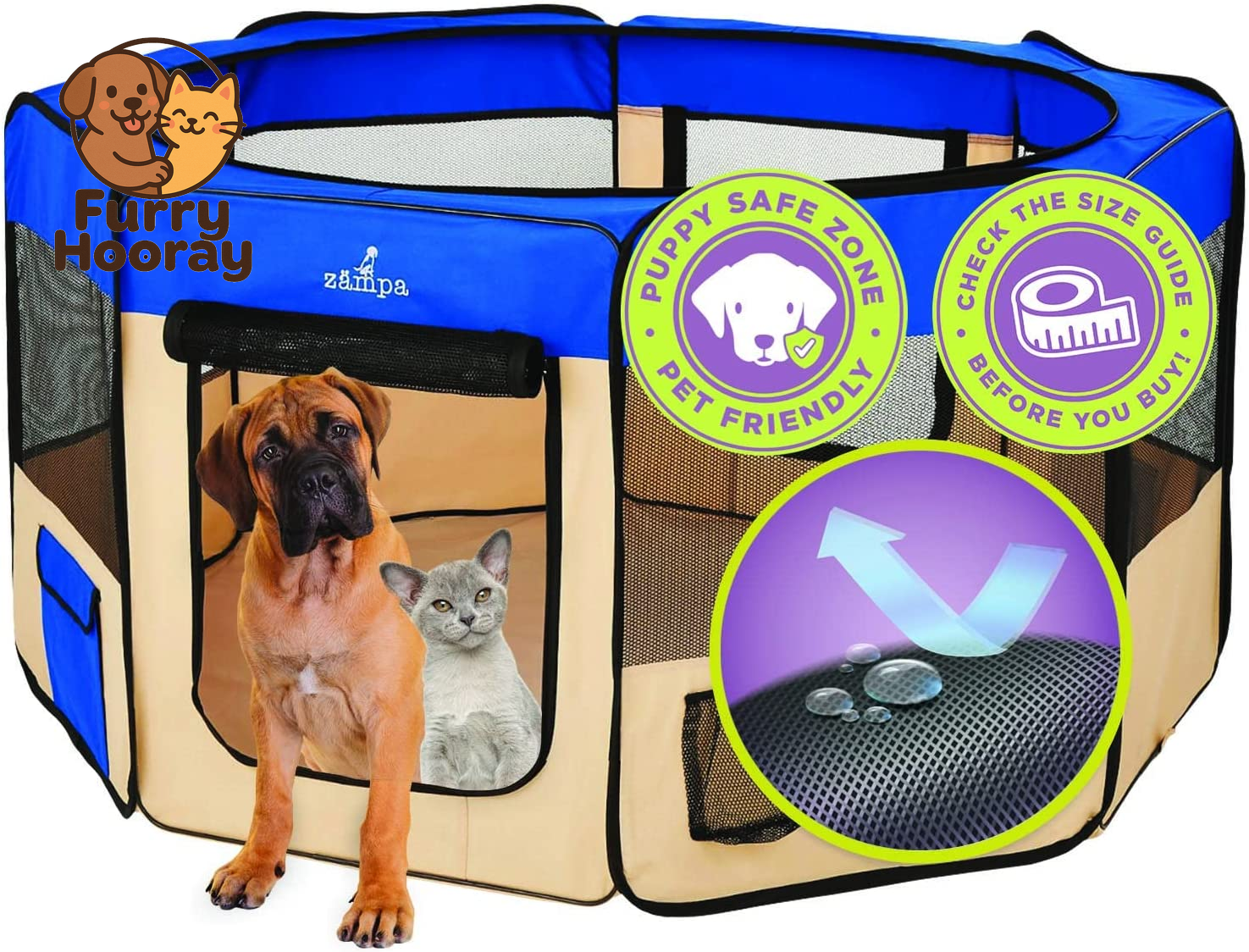Dog Playpen Medium 45"X45"X24" Pop up Portable Playpen for Dogs and Cat, Foldable | Indoor/Outdoor Pen & Travel Pet Carrier + Carrying Case.