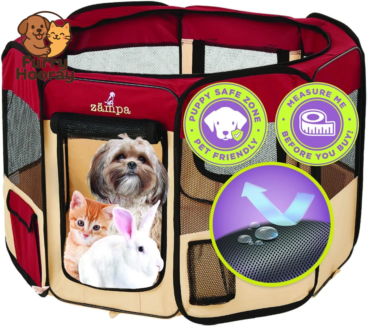 Dog Playpen Medium 45"X45"X24" Pop up Portable Playpen for Dogs and Cat, Foldable | Indoor/Outdoor Pen & Travel Pet Carrier + Carrying Case.
